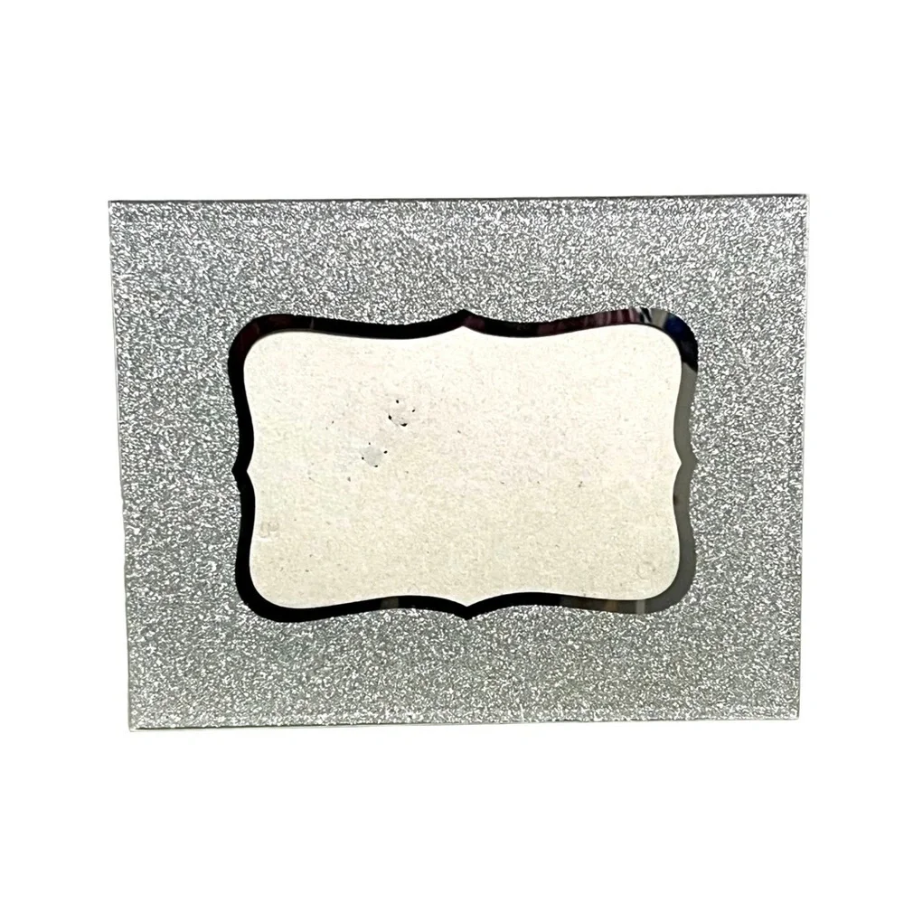 Silver Glitter Glass Picture Frame for 4” X 6” Picture